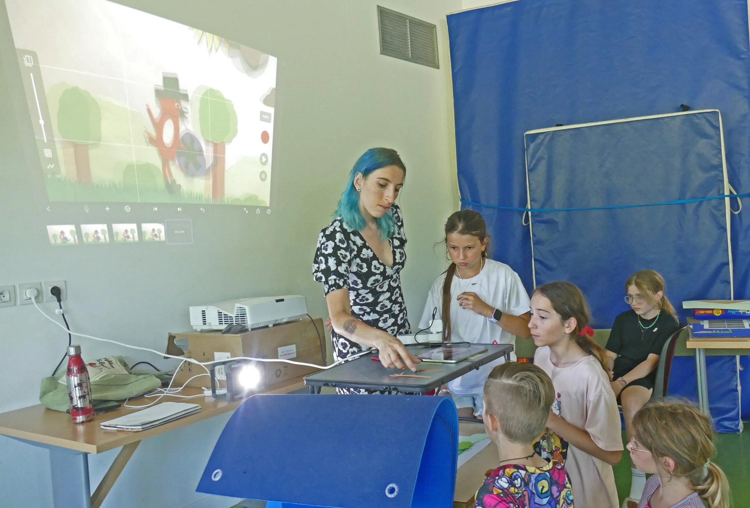 Les apprentis réalisateurs en plein travail.