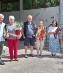 Ils ont fêté les anniversaires en dizaine, comme chaque année. (Oumbarka Leguesdron, Bernard Garcin et Joseph Burgat-Charvillon)