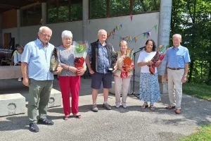 Ils ont fêté les anniversaires en dizaine, comme chaque année. (Oumbarka Leguesdron, Bernard Garcin et Joseph Burgat-Charvillon)