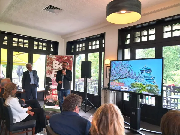 Loïc Vincent, responsable évènements au sein d'Aix les Bains Riviera des Alpe aux côtés de Michel Frugier, président de l'agence, lors de la 1ère présentation du BeFit en juin dernier.