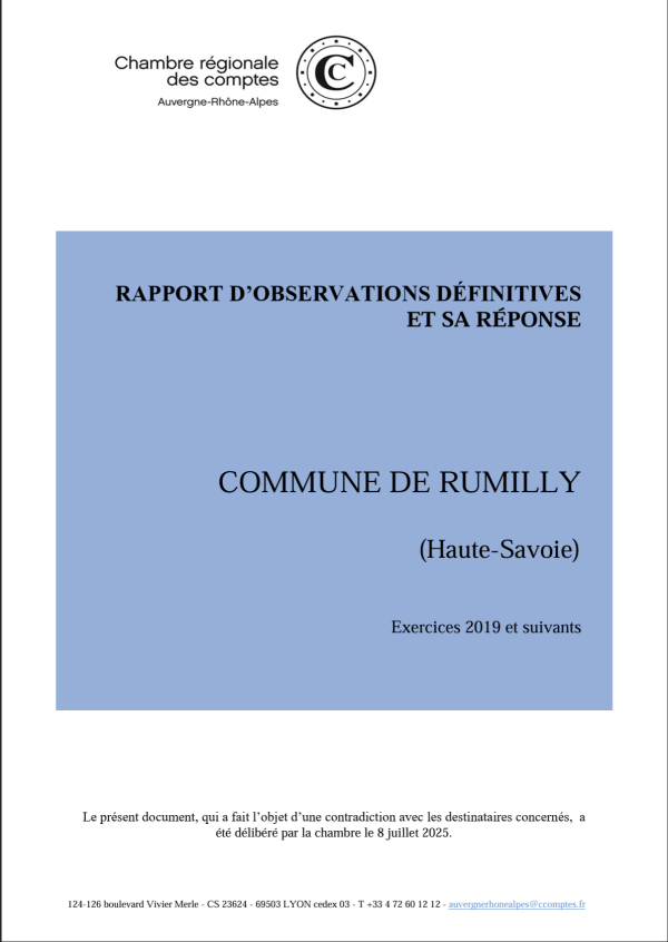 Le rapport est consultable https://www.ccomptes.fr/fr/publications/commune-de-rumilly-haute-savoie
