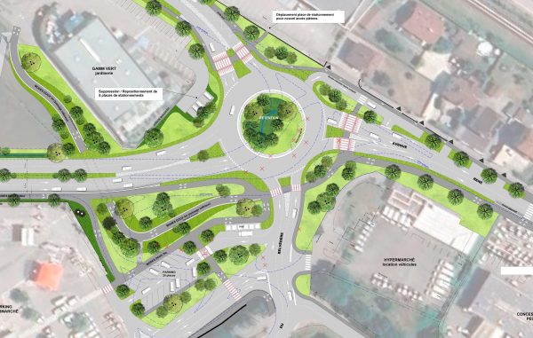 Une vue de l'aménagement du futur giratoire.