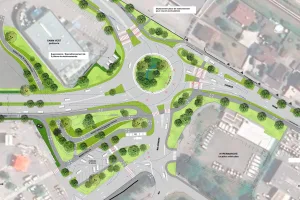 Une vue de l'aménagement du futur giratoire.