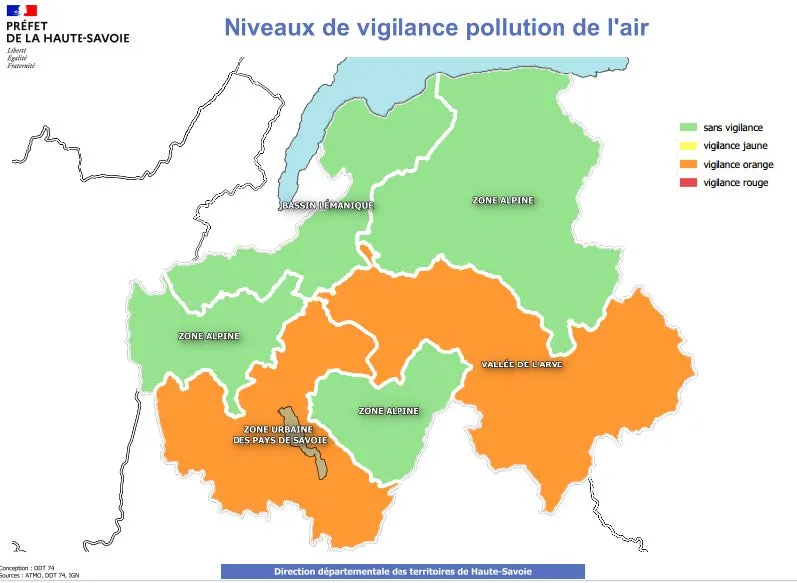 Alerte Pollution en Haute-Savoie : La Vallée de l’Arve et le Bassin Annécien en Vigilance Orange