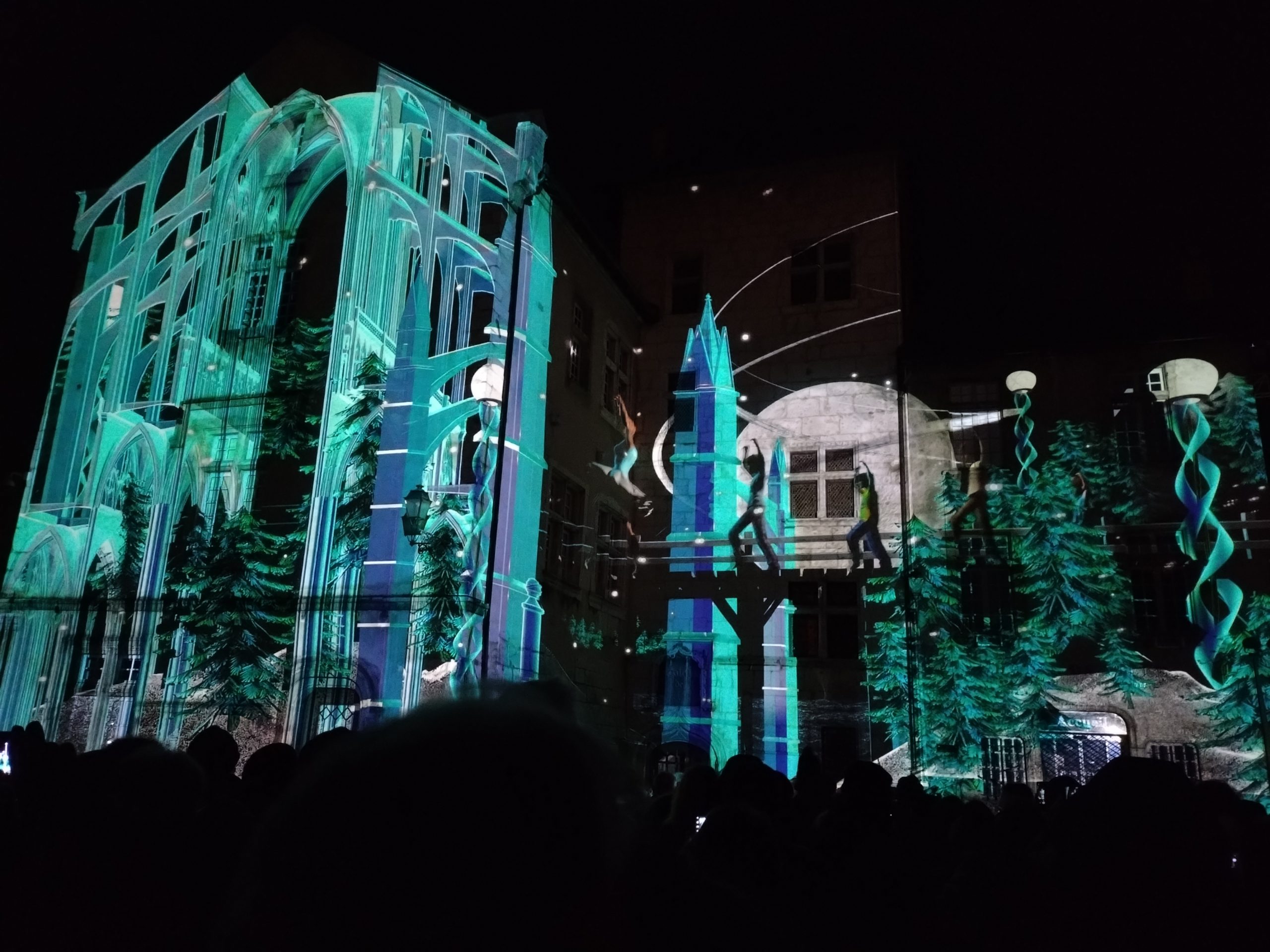 Évasion. Le mapping lumineux a invité les habitants au voyage, à travers sept tableaux artistiques dans différents décors hivernaux. - @Virginie Ludwiczak