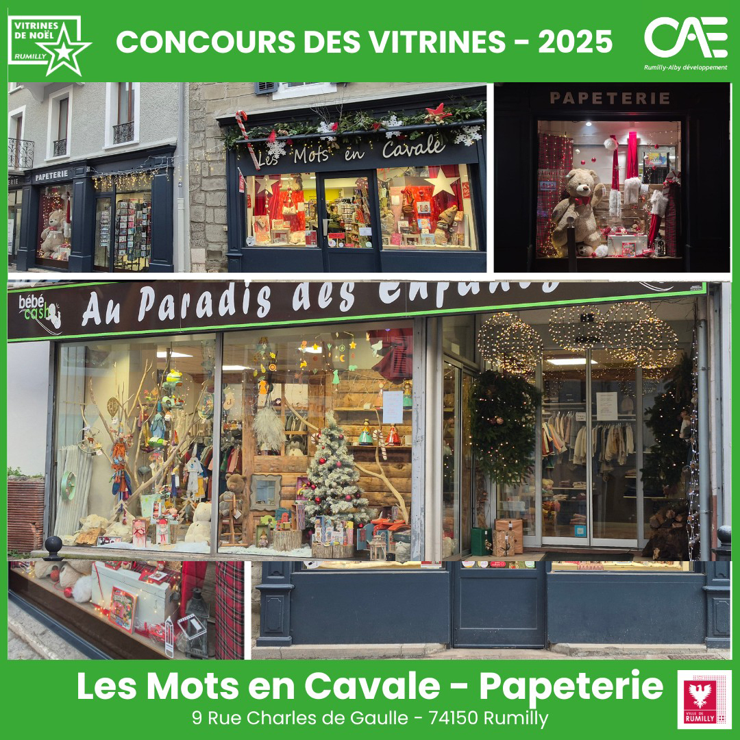 3ème égalité. Les vitrines des magasin Les Mots en Cavale et Au Paradis des Enfants. - Photo : CAE
