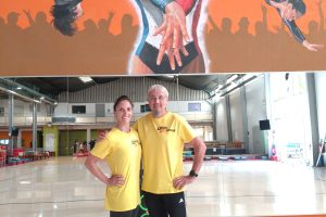 Christophe Devillaine en compagnie d'Aurélie Joly qui participera aux championnats d'Europe du 28 au 30 mai à Putte en Belgique, en tant qu'entraineuse et athlète dans la catégorie Master.