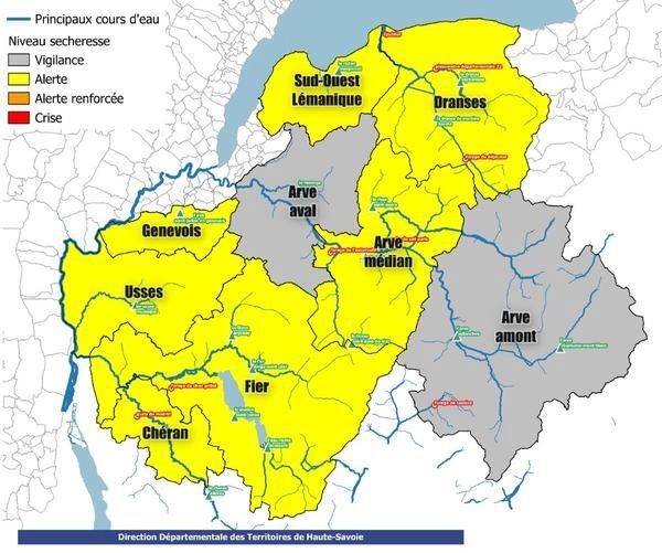 Carte sécheresse Haute-Savoie