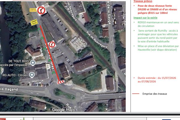 Phase 2 : Pose des réseaux avec circulation à sens unique sur la RD910