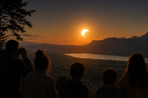 Eclipse solaire au crépuscule.