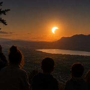 Eclipse solaire au crépuscule.