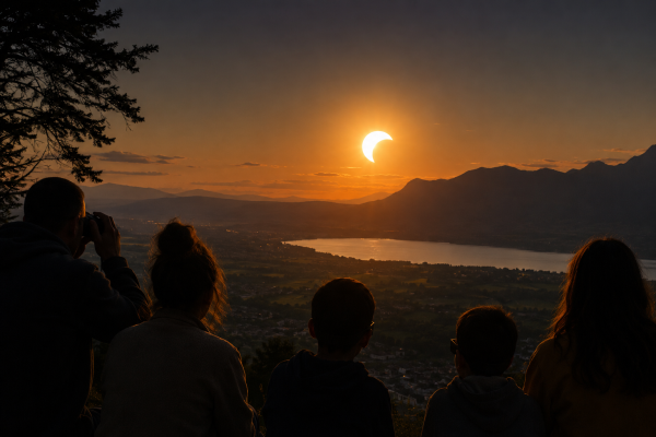 Eclipse solaire au crépuscule.