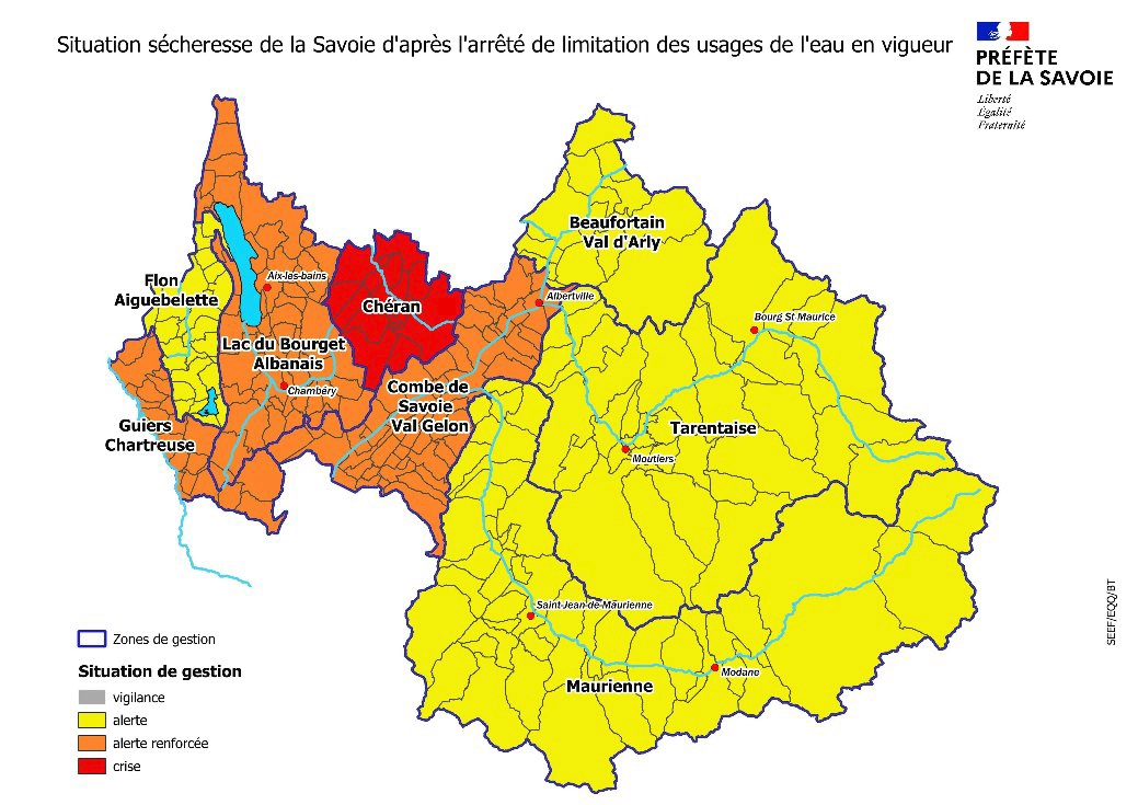 Savoie : Renforcement des mesures de restriction des usages de l'eau